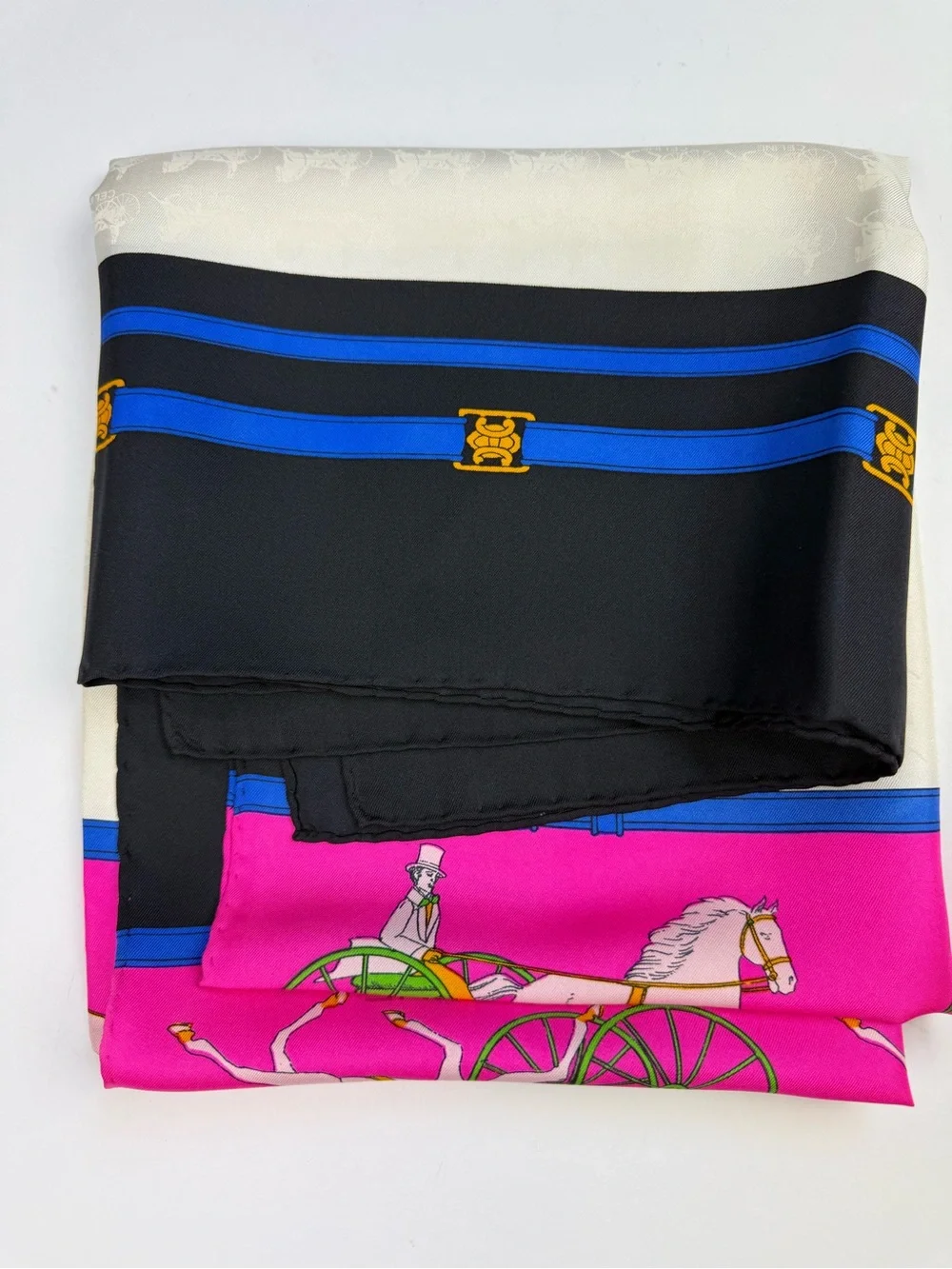 CELINE Large Silk Scarf Equestrian Theme